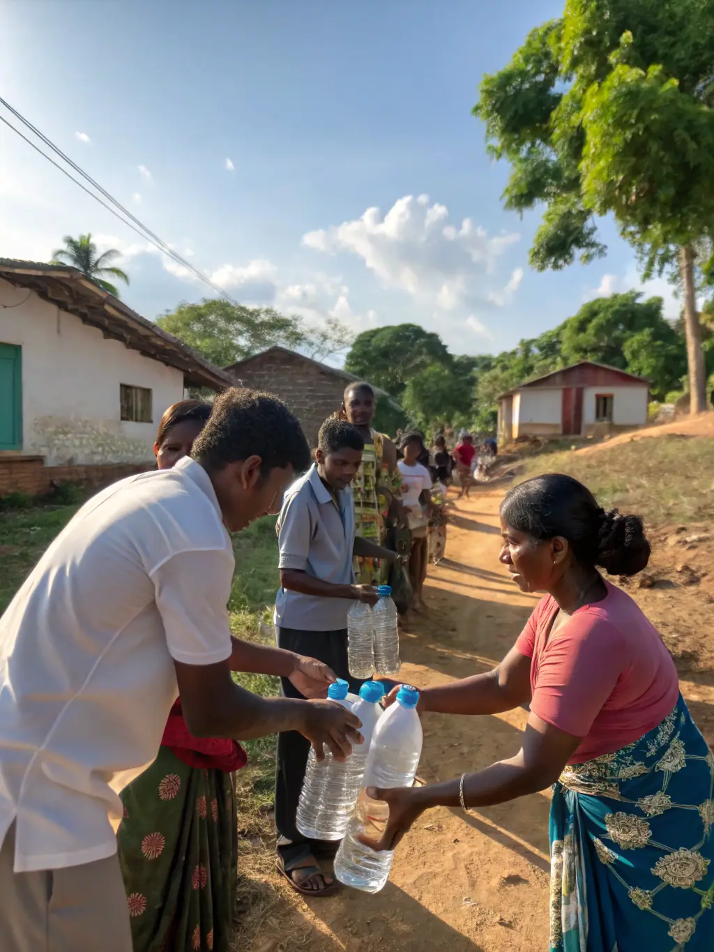 Volunteers assisting at a water station during a TEAM OUINS OUINS trail race, demonstrating the organization's commitment to community support and event safety.